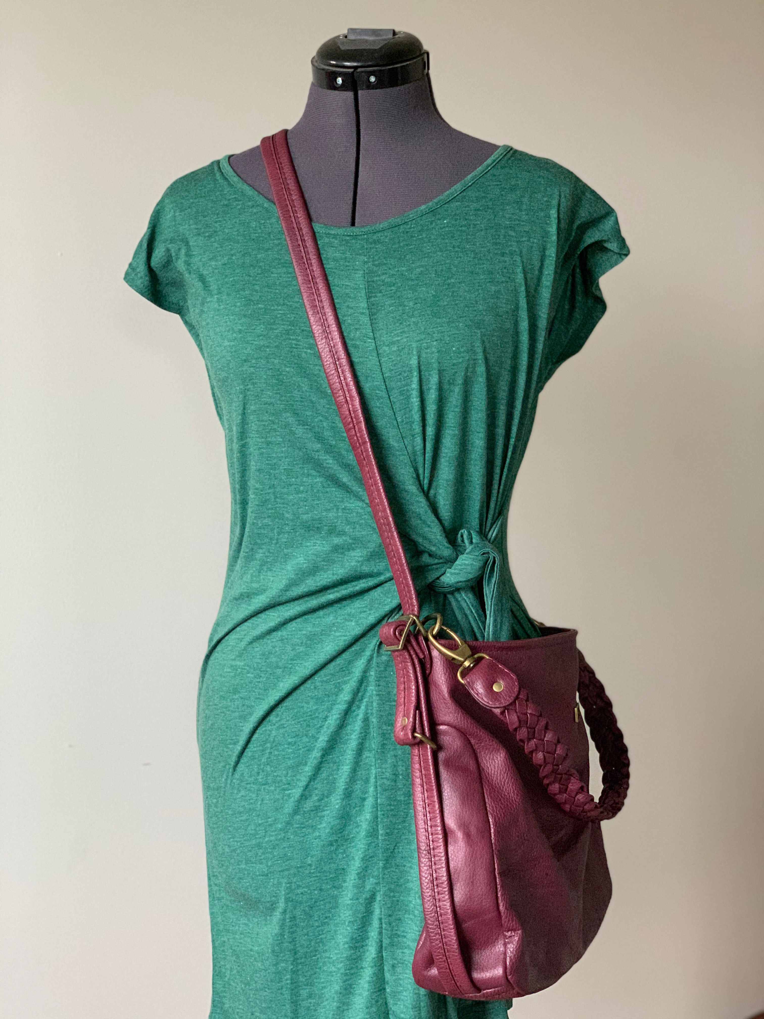 Bordeaux leather convertible bag