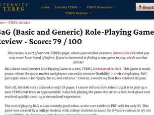 Review: Basic and Generic (BaG) RPG by Jacob Tegtman