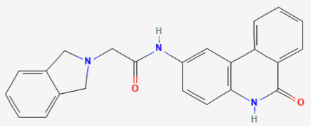 NATIONAL CENTER FOR BIOTECHNOLOGY INFORMATION. PubChem Database. N-(5,6-Dihydro-6-oxo-2-phenanthridinyl)-1,3-dihydro-2H-isoindole-2-acetamide, CID=10133686. Disponível em: https://pubchem.ncbi.nlm.nih.gov/compound/10133686. Acesso em: 18 set. 2024.