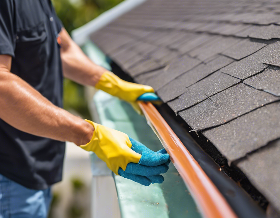 Miami Clean Squad Tech performing gutter cleaning services in south florida