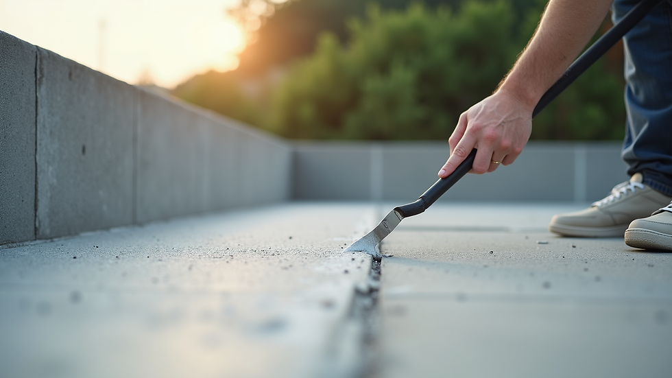 Eye-level view of waterproofing application on a concrete terrace