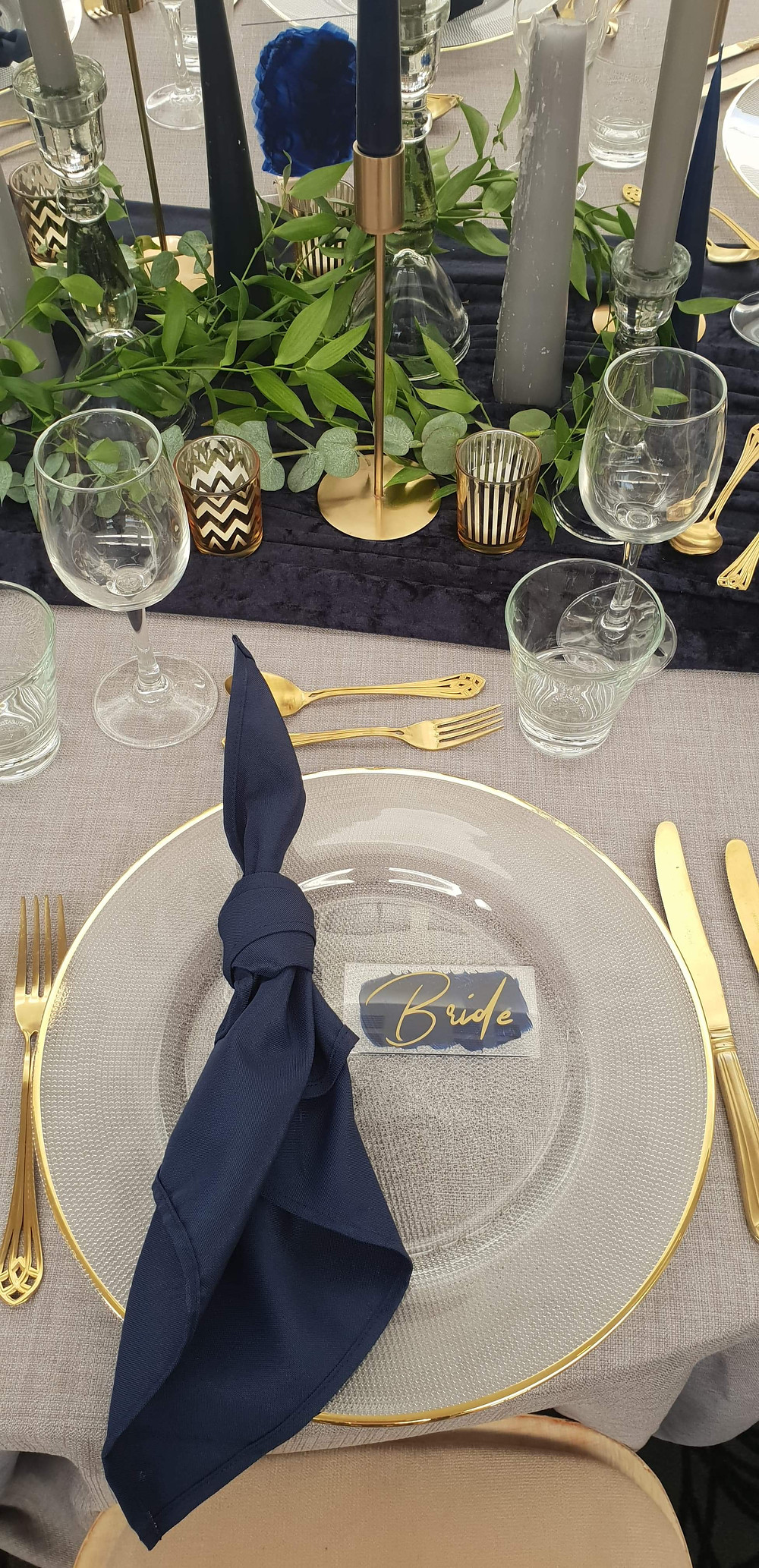 Blue and Gold Tablescape - Bespoke Events & Styling