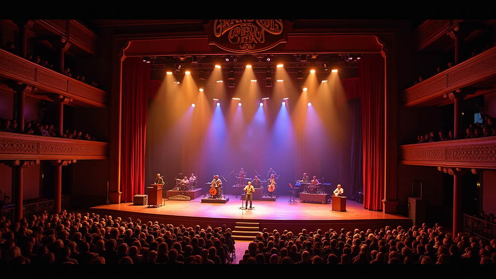 Eye-level view of the Grand Ole Opry stage, showcasing its historic charm