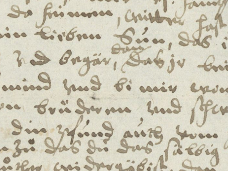 Handschriftlicher Brief Hans Heinrich Kolbs an seine Ehefrau Magdalena Meister aus dem Jahr 1608.