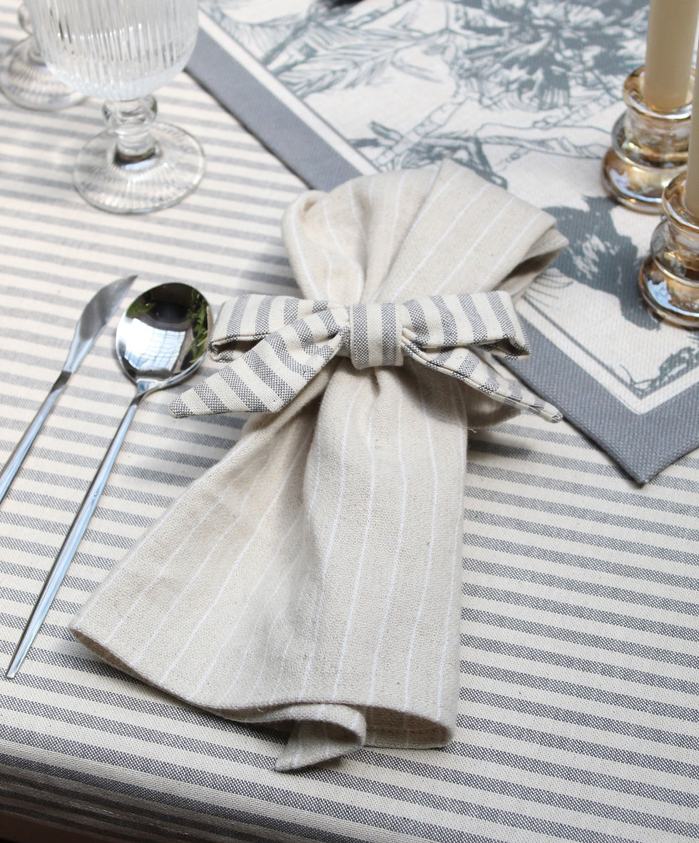 Miniatura: Servilleta PARIS, Beige rayas crudo, algodón, set de 4