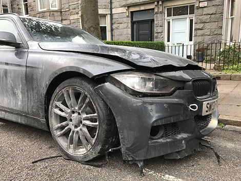 Damaged BMW in an original Chelmsford Scrap vehicle photograph