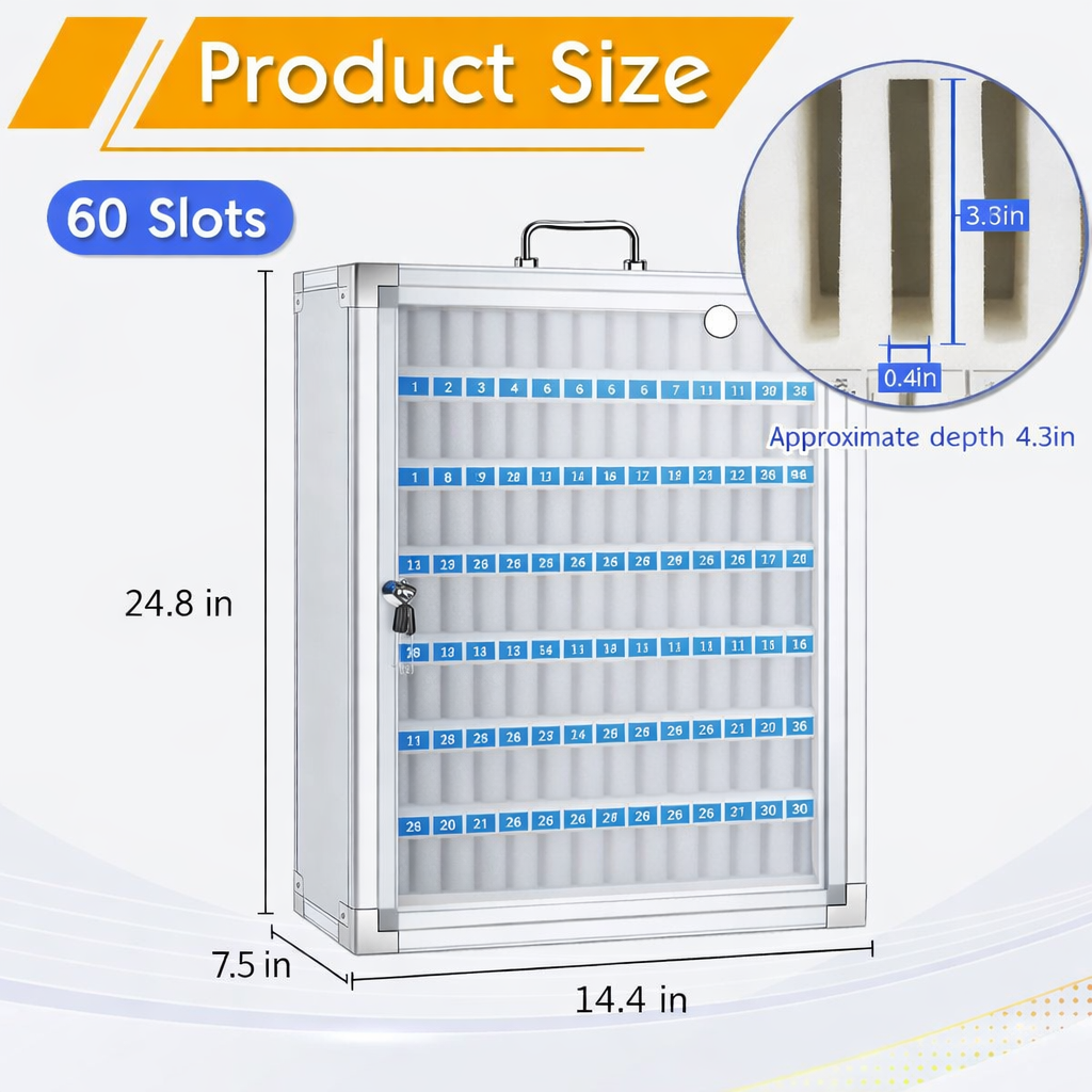 TechProtectus 60 Slot Aluminum Lockable Cellphone Storage Cabinet