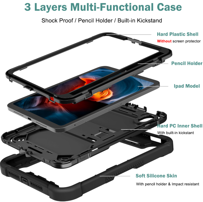 Thumbnail: iPad Mini 6 New DFAP Defender Case With Stylus Pen Slot Black