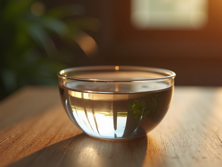 Crystal singing bowl ready for sound healing session
