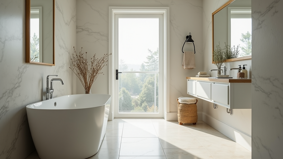 Eye-level view of a beautifully renovated bathroom