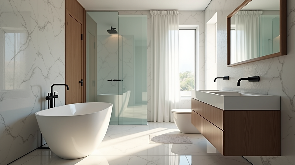 Eye-level view of a beautifully renovated bathroom with modern fixtures