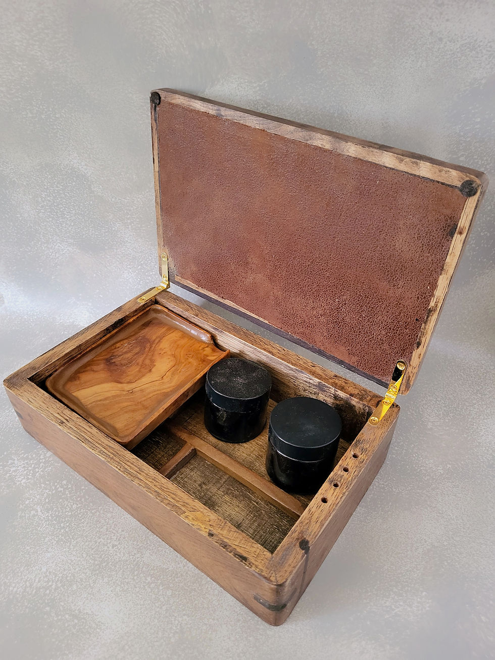 Thumbnail: Recycled Wood Smoker's Storage Box Made in America with Rolling Tray