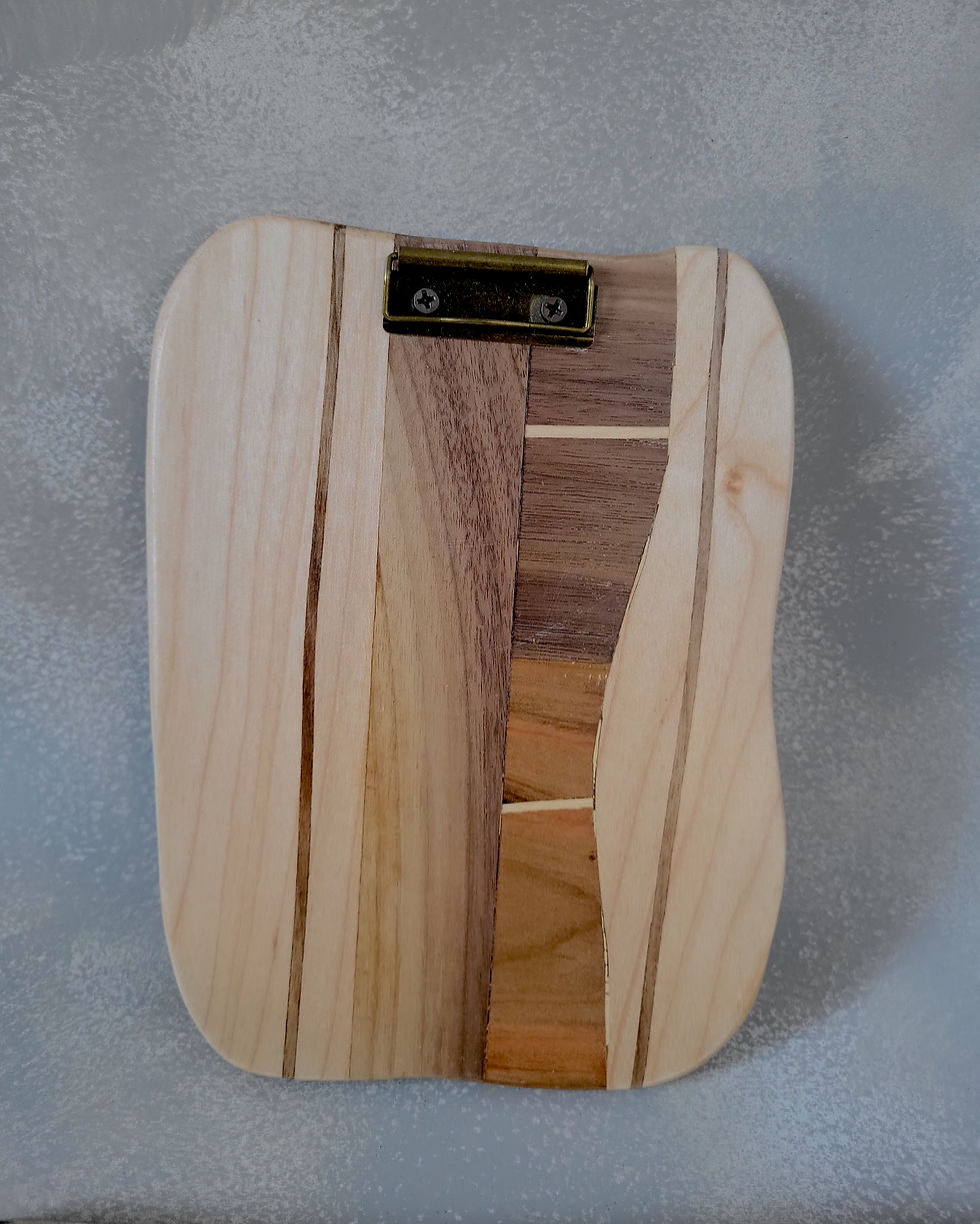 Thumbnail: Small Wood Clipboard with Brushed Brass Clip Magnetized Back