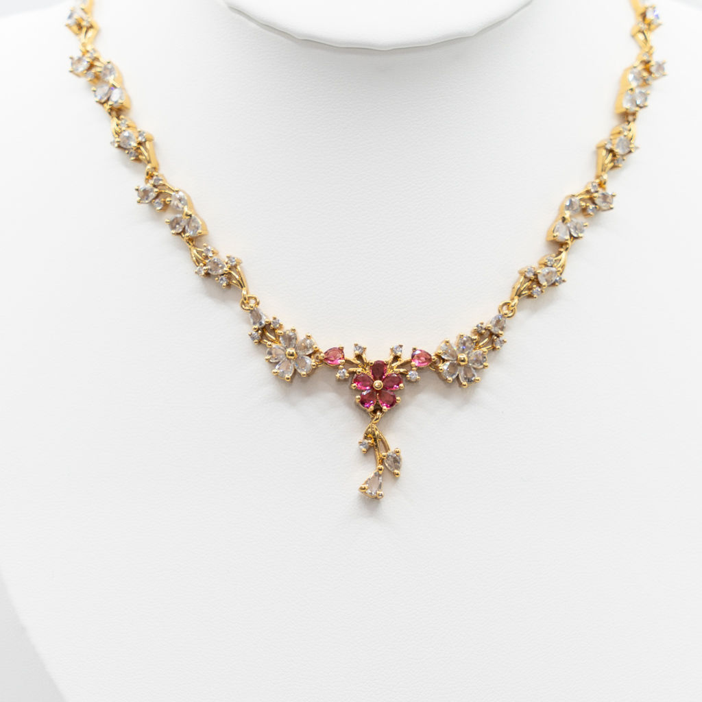Ruby Petal Drop Necklace