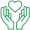 helping hands below a heart