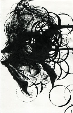 Art: Drawing: Portrait: Ink Spill Girl © MaartenVC