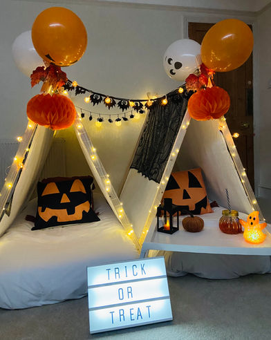 Halloween theme tent party pumpkins trick or treat