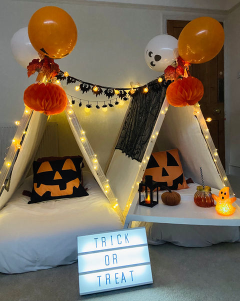 Halloween theme tent party pumpkins trick or treat