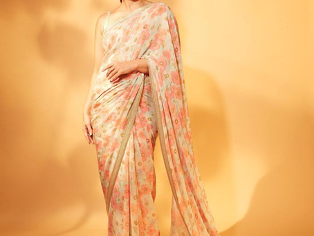 Kareena Kapoor in a soft pastel printed saree