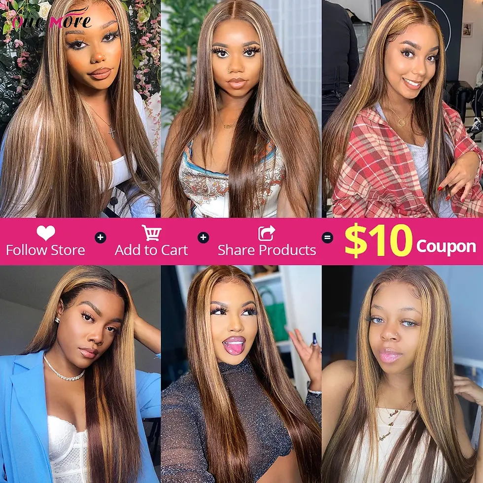 Miniatura: 30 32 Inch Highlight Straight Lace Front Wigs 13x6 Brown Colored Lace