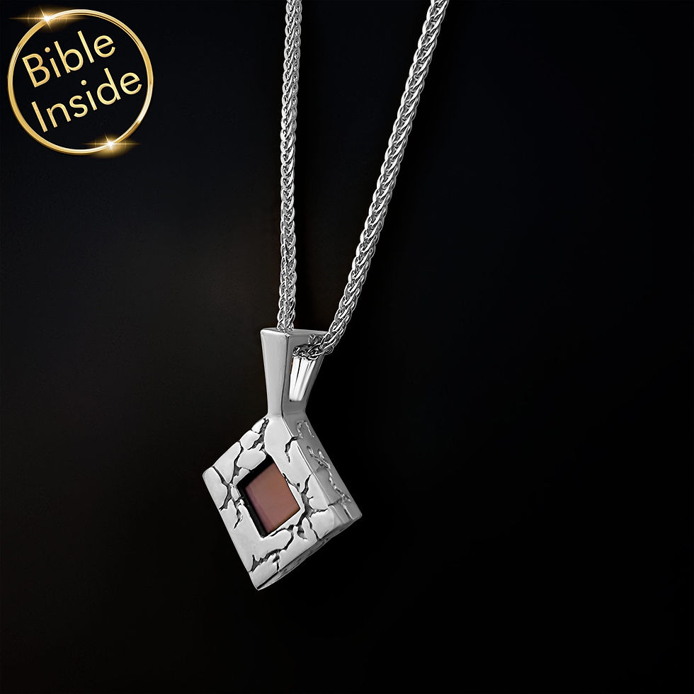 Miniatura: Nano Bible Jewelry - Rhombus Necklace With Engraved Bible - Lightening Design
