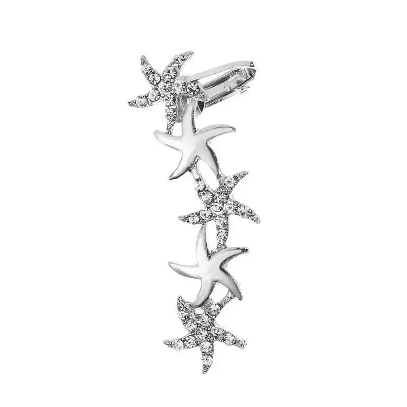 Thumbnail: Star Crystal Ear Clip Earrings for Women Zircon Ear Cuffs Earrings