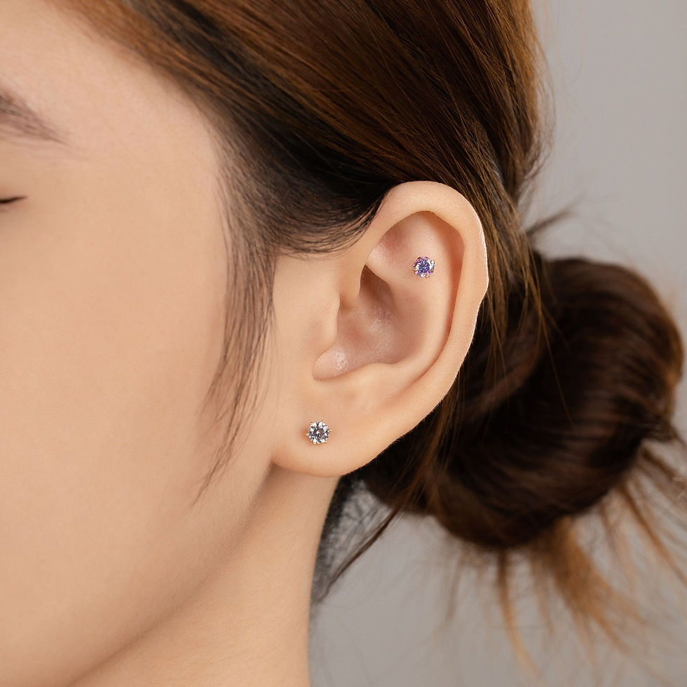 Miniature : Strass cubique Lavande Abalone en Or 14K style piercing