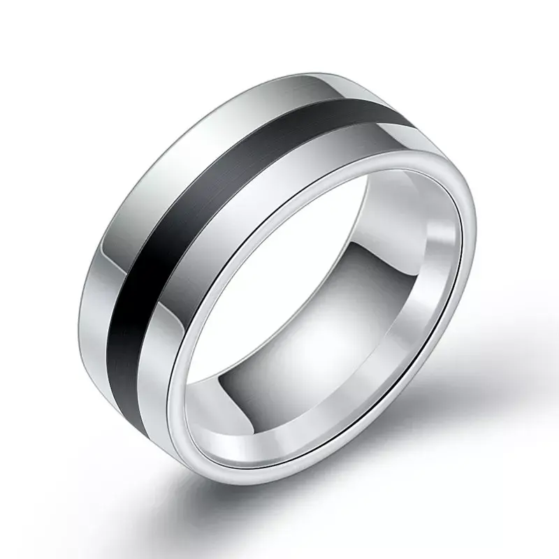 Miniatura: 316L High Quality Men Epoxy Titanium Stainless Ring Lover Couple Rings