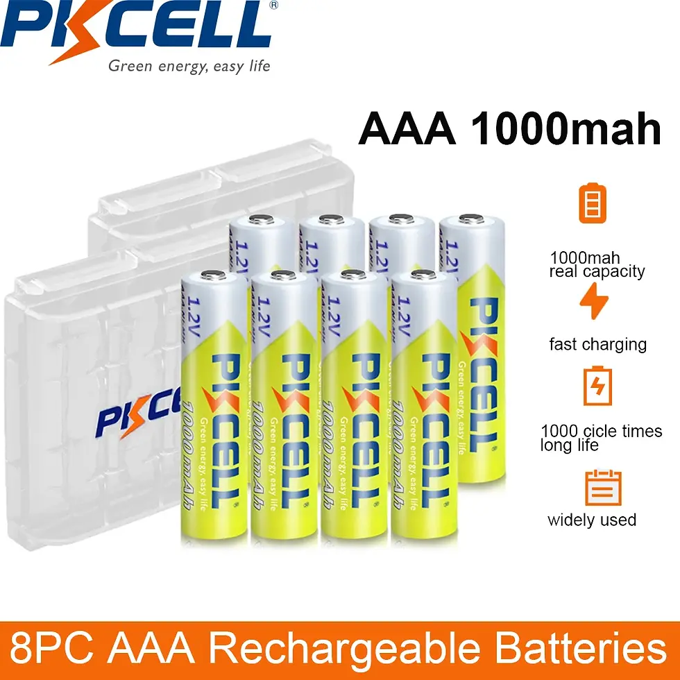 Thumbnail: 8PC PKCELL AAA Battery 1.2V NiMH AAA Rechargeable Batteries 1000mah