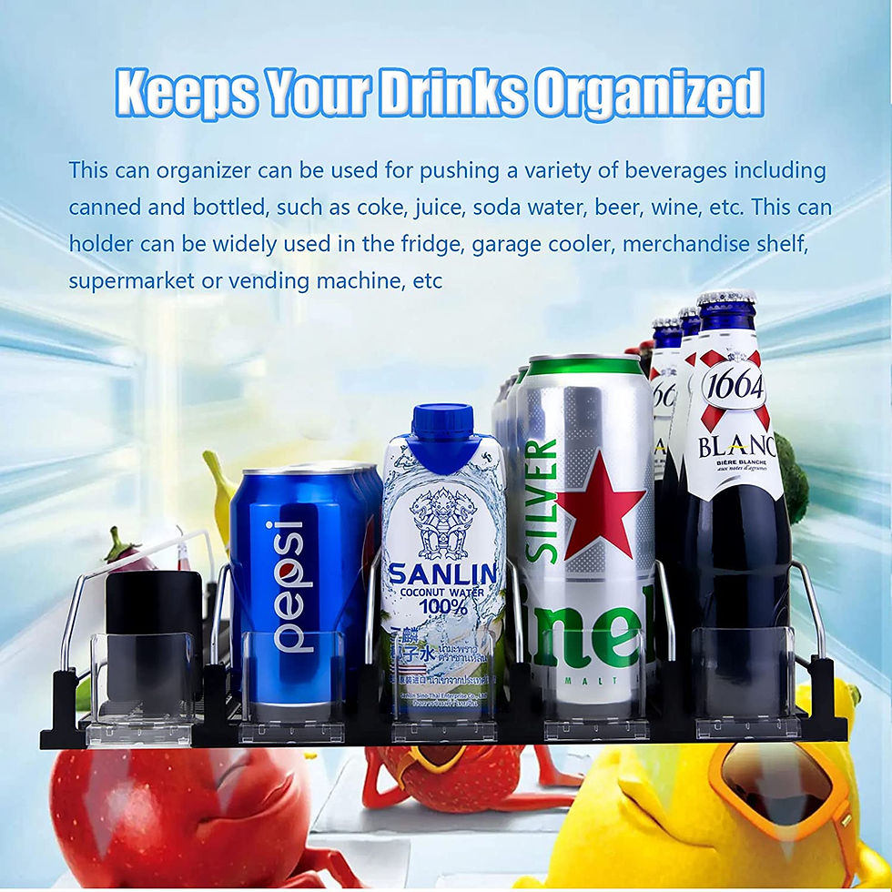 Miniatura: Drink Organizer for Fridge, Self-Pushing Soda Can Dispenser 5 Row Adjustable