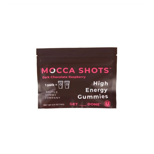 Thumbnail: Mocca Shots Energy Gummies with Caffeine | 12-Pack - Dark Chocolate Raspberry