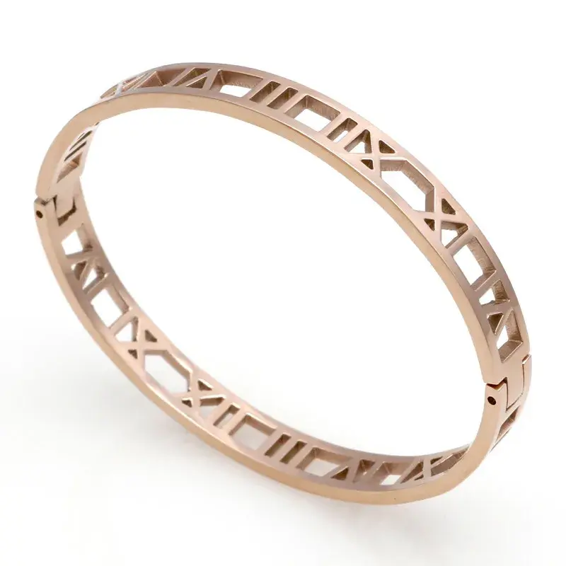 Thumbnail: Roman Numeral Bracelets & Bangles Titanium Steel Bangle