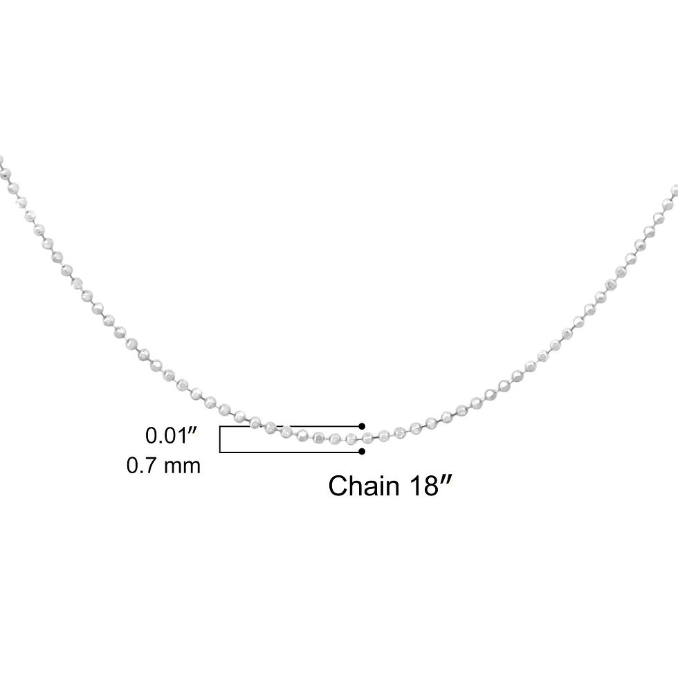 .925 Sterling Silver 0.7mm  18" Inch Ball Bead Chain Necklace