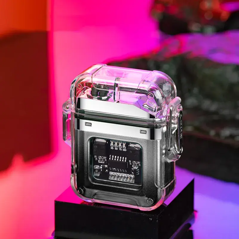 Thumbnail: Windproof Lighter Electric Flashlight Transparent Plasma ARC USB Rechargable