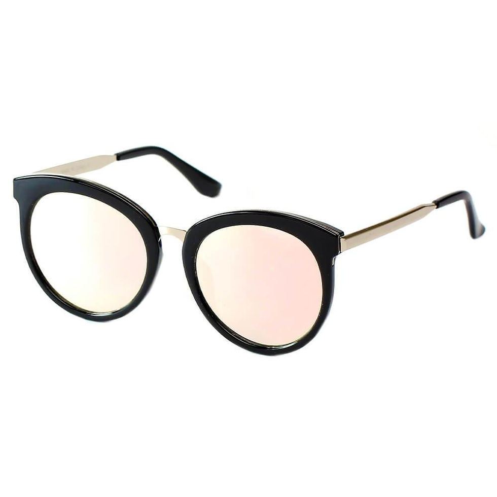 Thumbnail: ELWOOD | Vintage Oversized Round Mirrored Lens Horned Rim Sunglasses