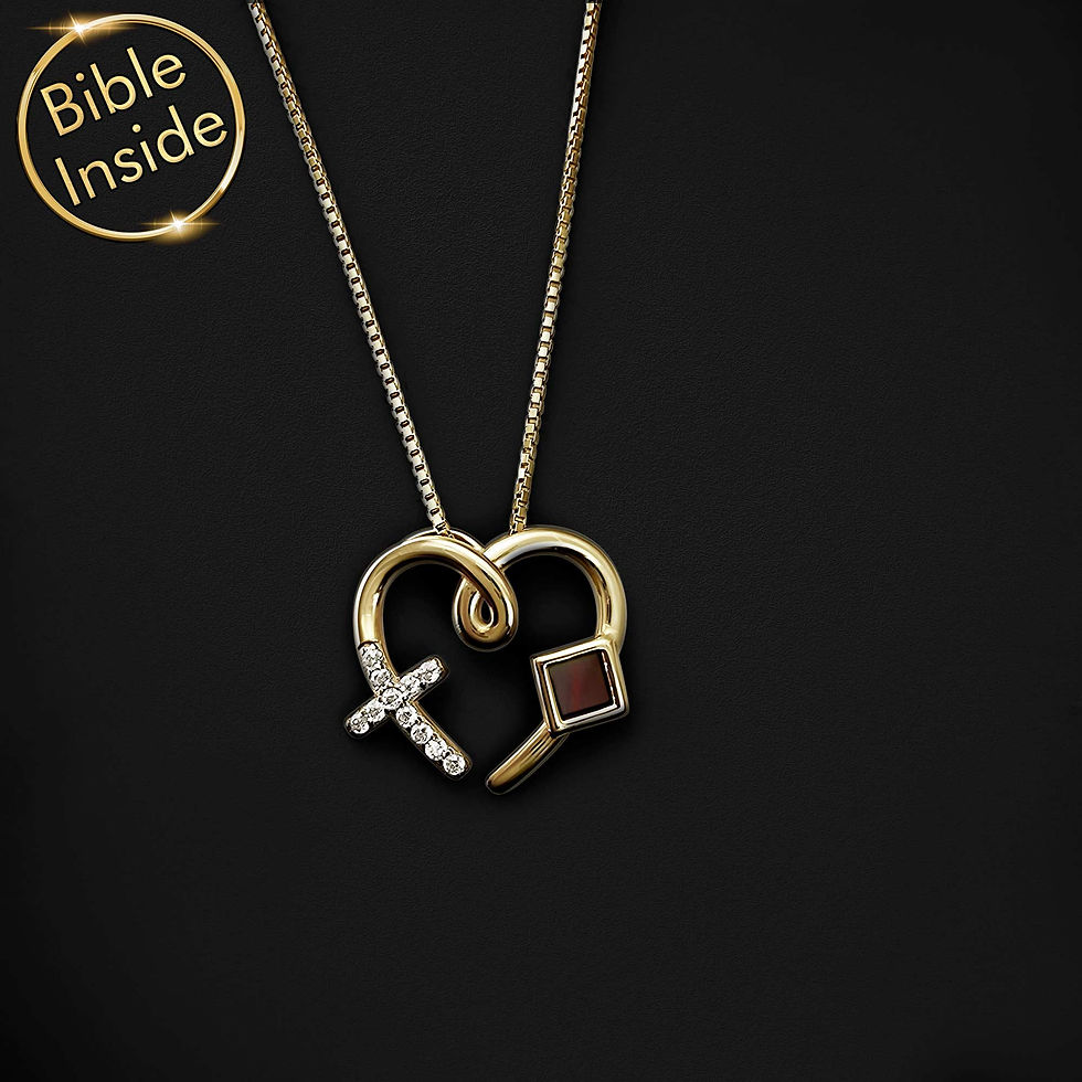 Thumbnail: Jewelry for Wife - Heart & Cross Necklace With Nano Bible - Bella Design