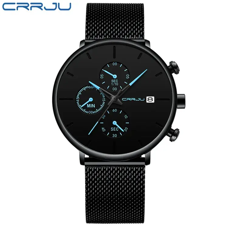 CRRJU Watch Luxury Stainless Steel  Quartz