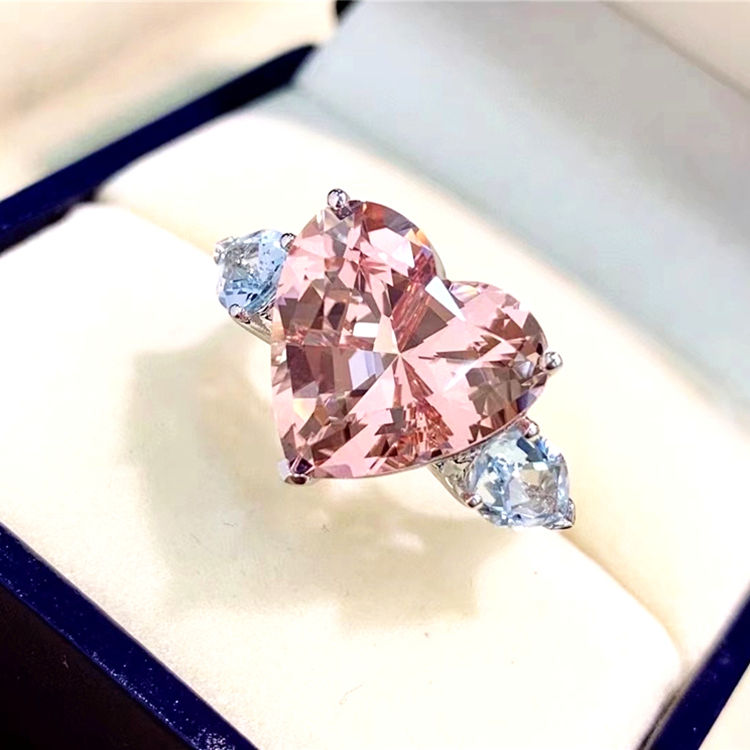 Miniatura: SGARIT Heart Ring Gemstone Jewelry 18k Gold 8.07ct Genuine Pink Morganite