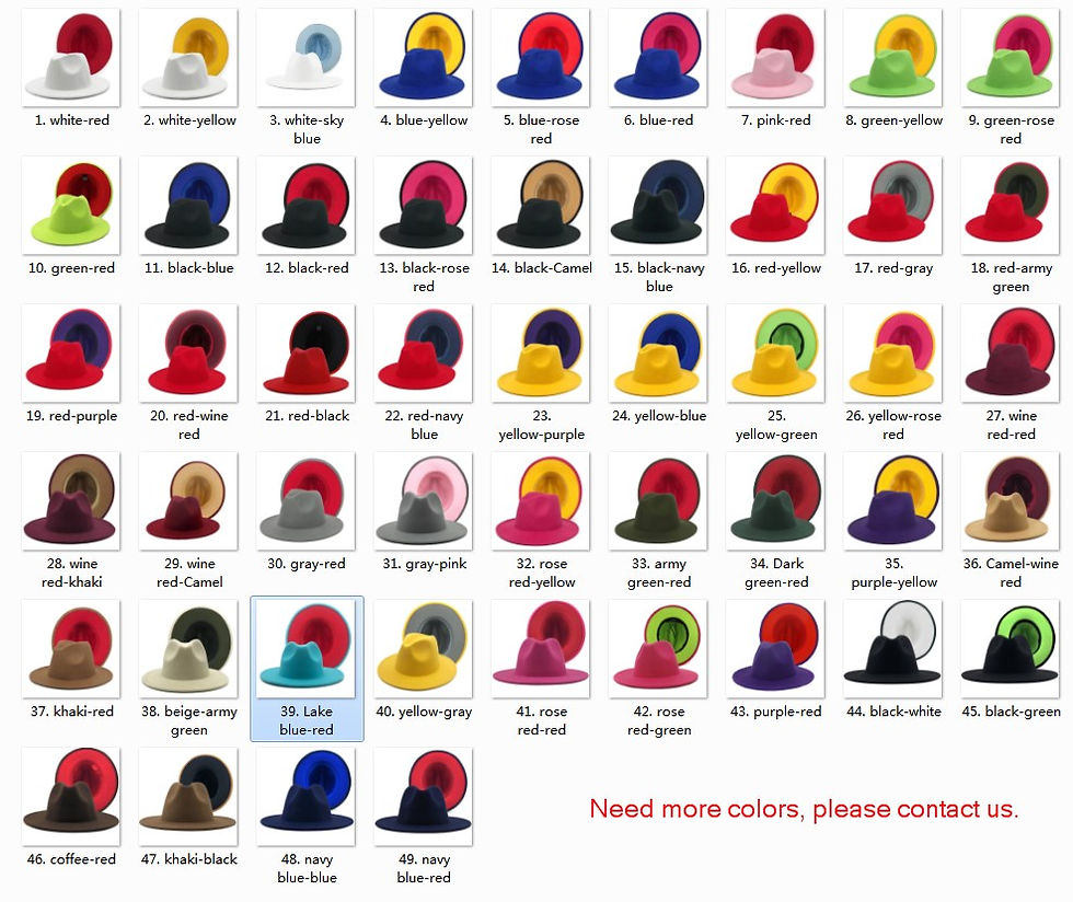 Wide Brim 2 Tone Party Hats Men Women Fedora Hats