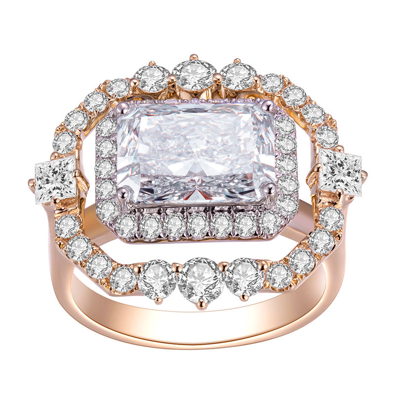 Miniatura: Messi Jewelry MSR-833 14k Solid Gold 3.12ct Radiant Cut Lab Diamond
