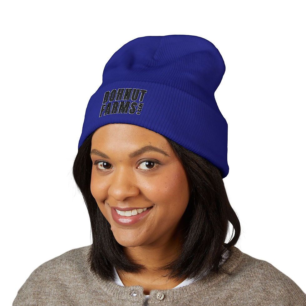 Classic Cuffed Beanie with Embroidery - Dohnut farms