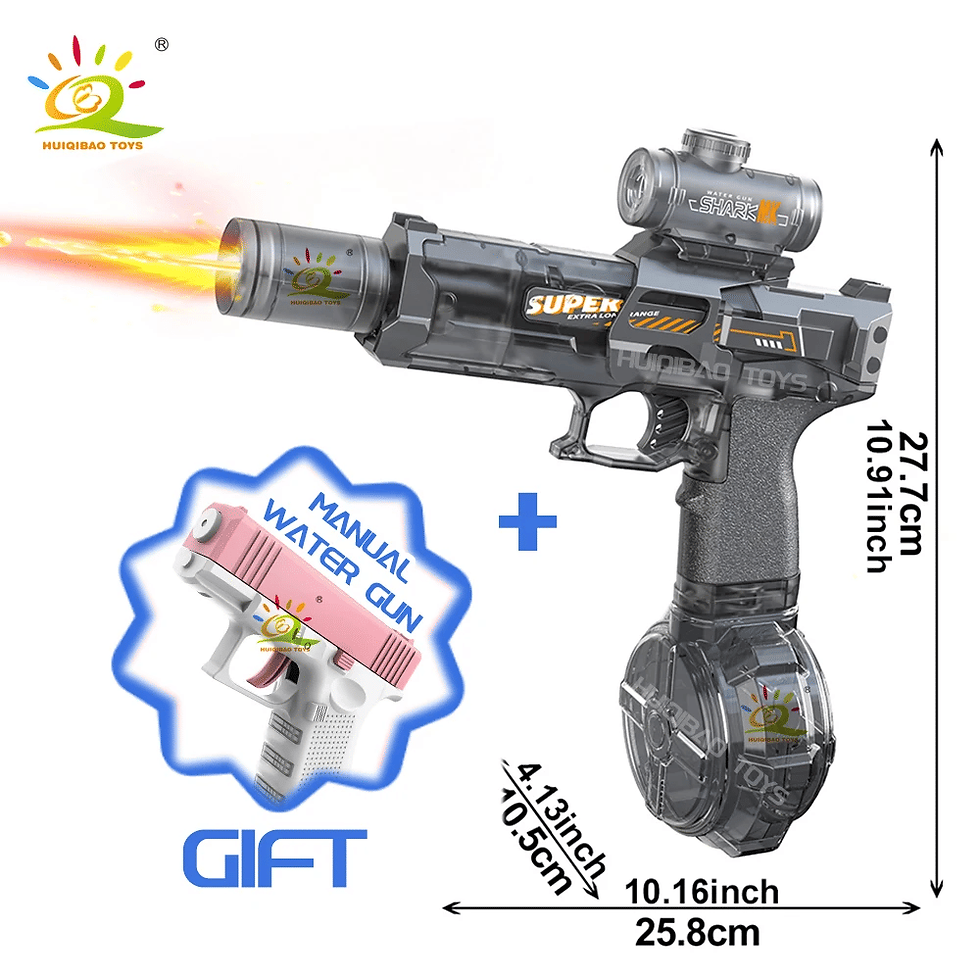 Thumbnail: HUIQIBAO Electric Pulse Water Gun Automatic Toy Pistol With Flame Lights