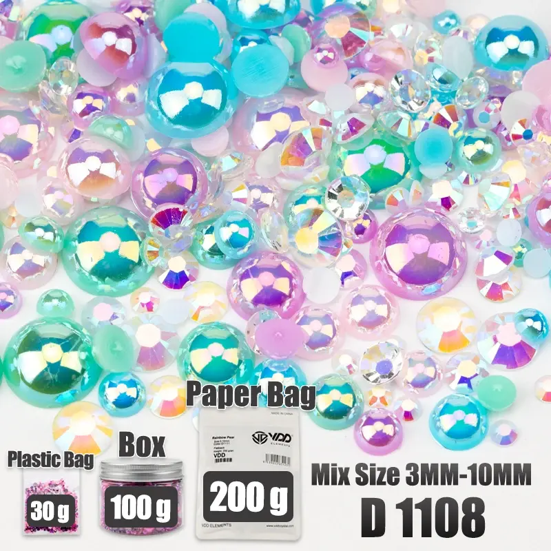 Miniatura: Size ABS Half Round Pearls Flatback Beads Color Resin