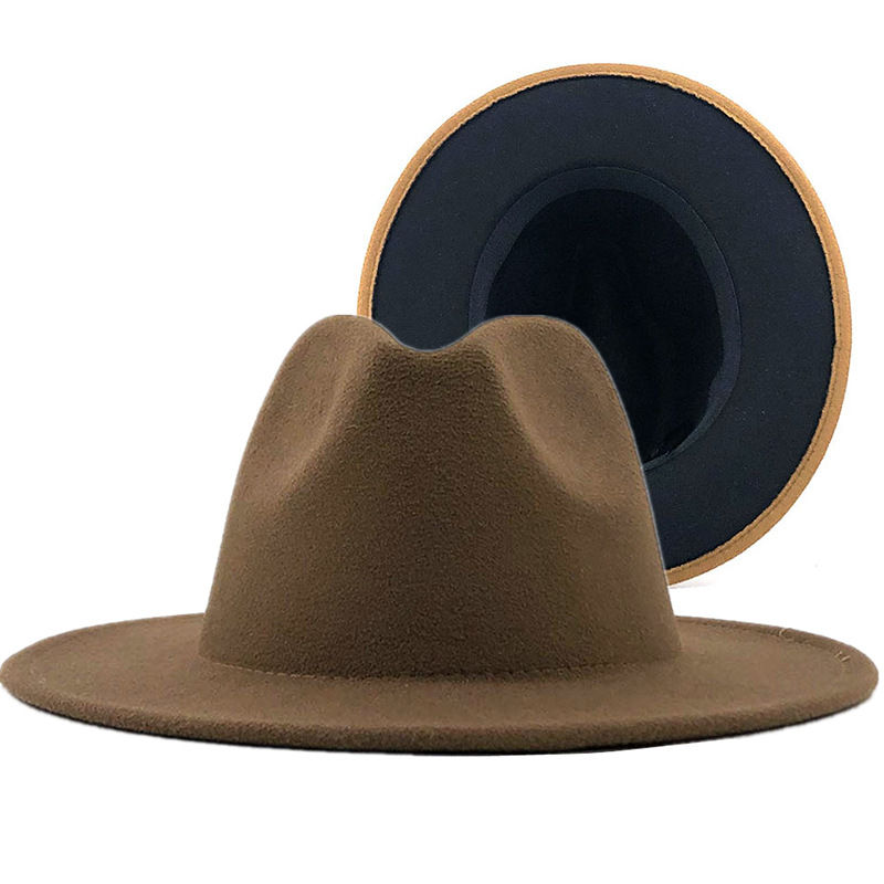 Wide Brim 2 Tone Party Hats Men Women Fedora Hats