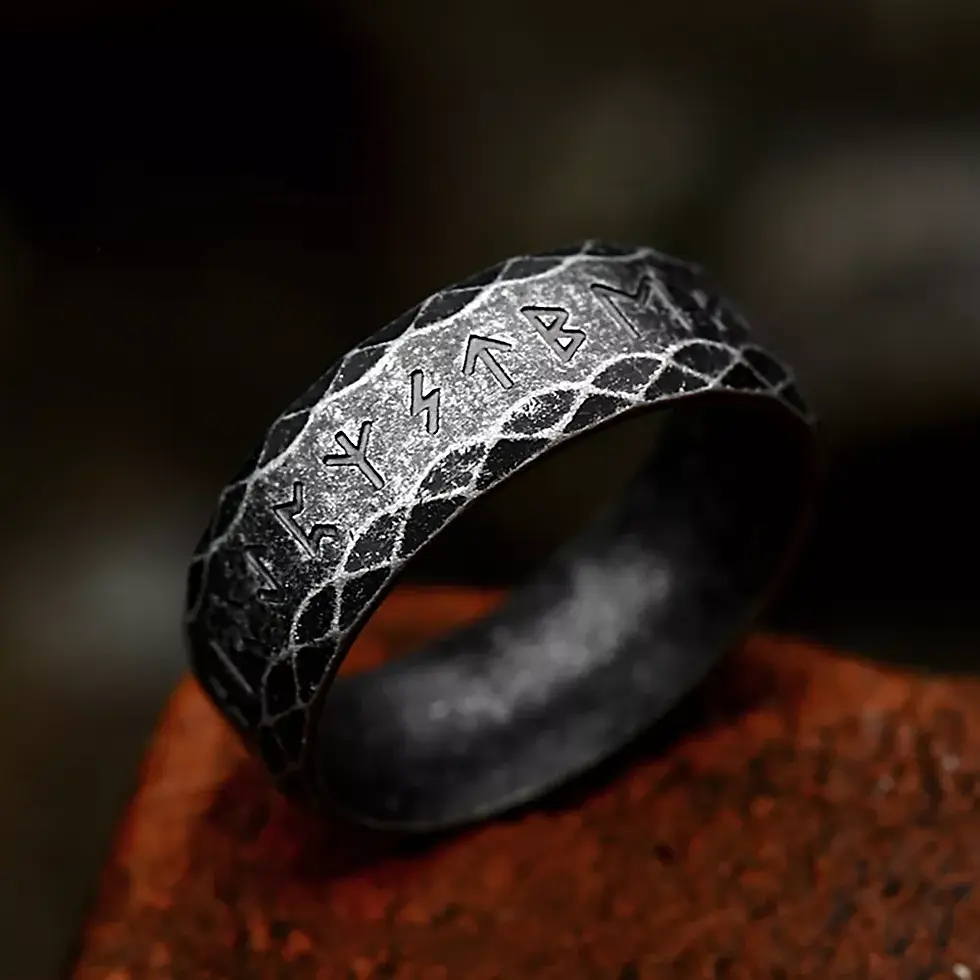 Nordic Retro Viking Rune Ring Simple 316L Stainless Steel Odin Letter
