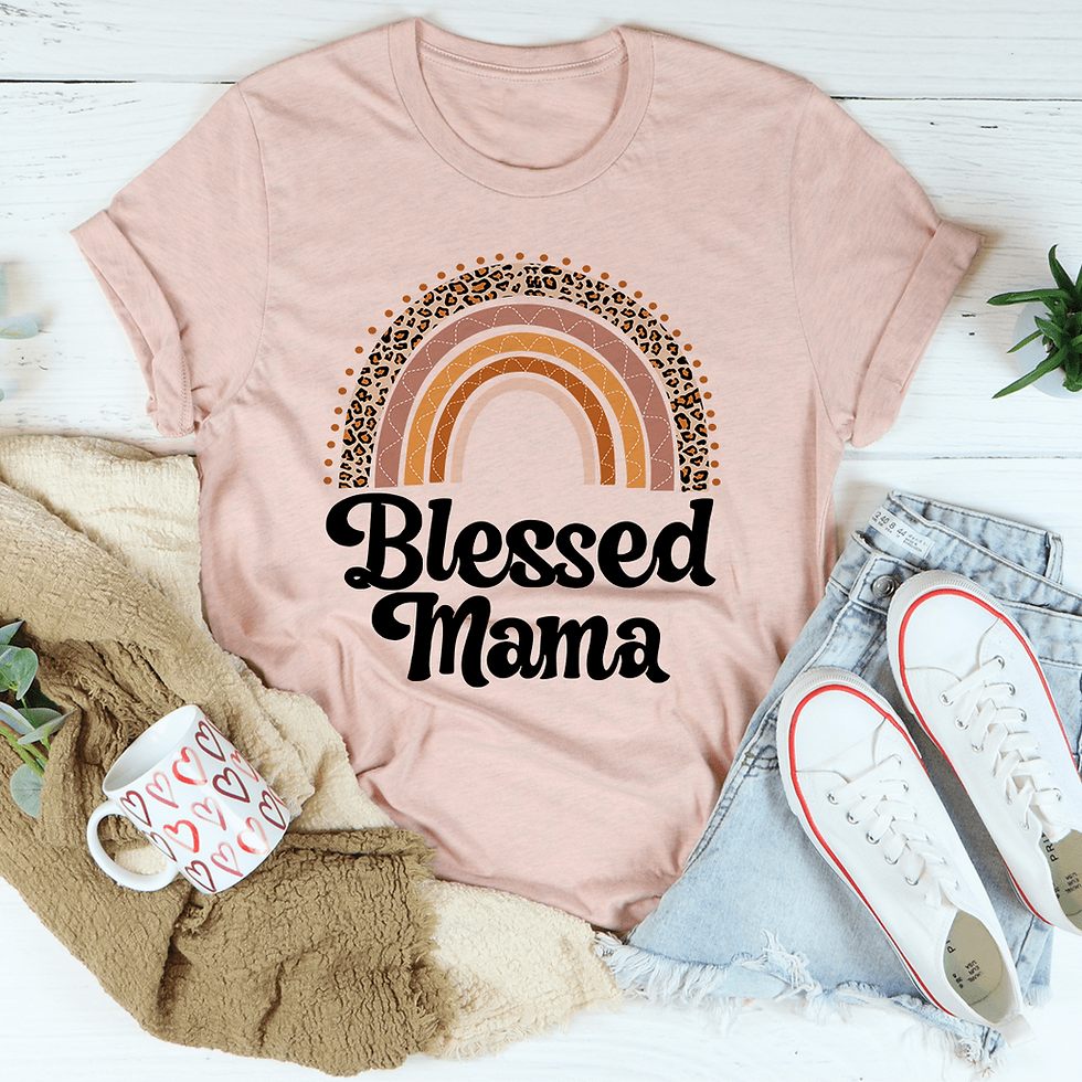 Thumbnail: Blessed Mama Boho Rainbow T-Shirt