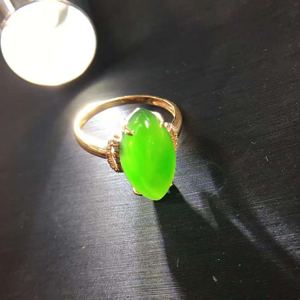 Miniatura: SGARIT Custom Fashion Jewelry 9X16MM Nephrite Jasper Green Jade Ring
