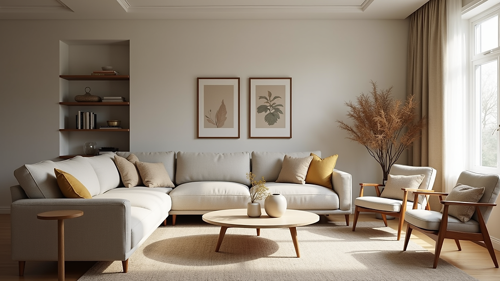 Eye-level view of a beautifully staged living room