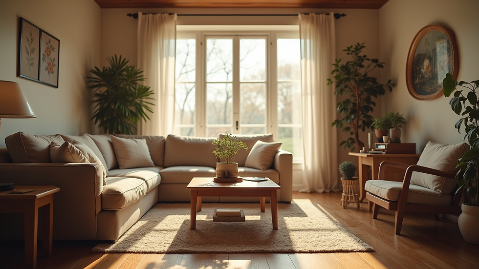 Eye-level view of a cozy living room setting with a welcoming atmosphere