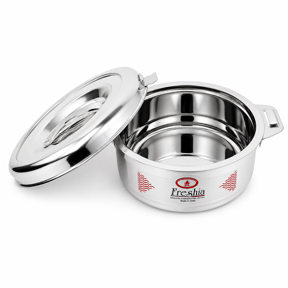 Thumbnail: Freshia Stainless Steel 4-Tier Tiffin Set (2000 Each Container), Leak-Proof Lunc